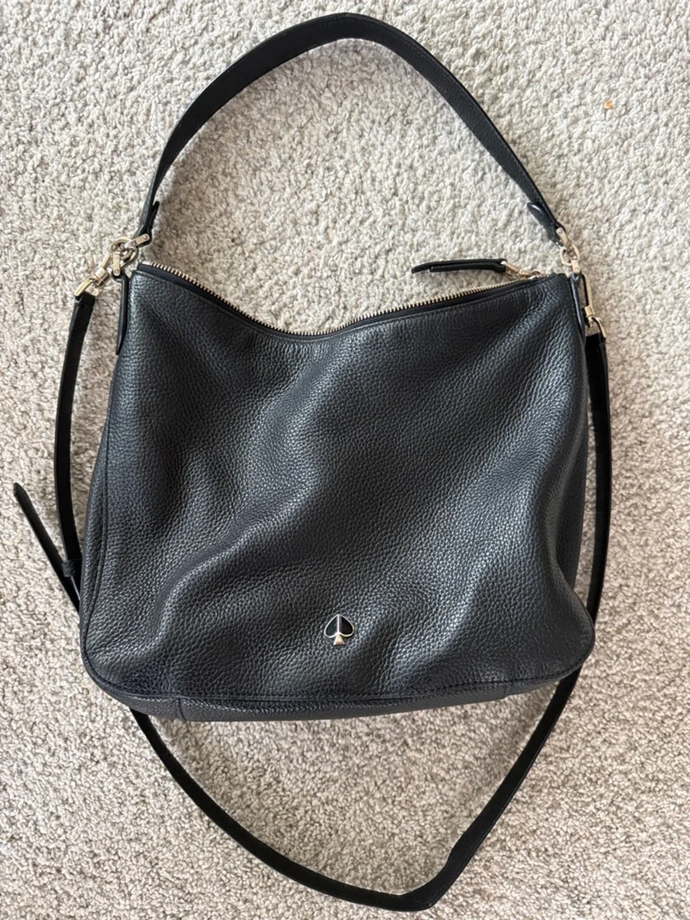 kate spade Black Pebbled Leather Shoulder Bag with Gold Hardware - Picture 4 of 5